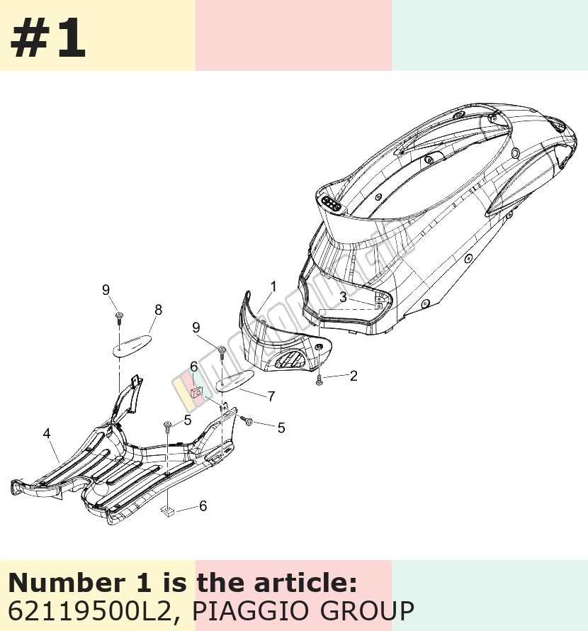 Trappe d'inspection, jaune, Suffixe et code couleur Piaggio: L2_jaune 962/A