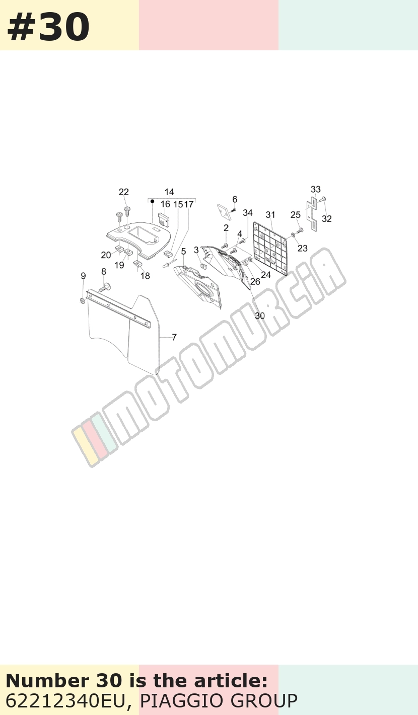 Support plaque d'immatriculation, argent, Suffixe et code couleur Piaggio: EU_gris pulsar 711/B