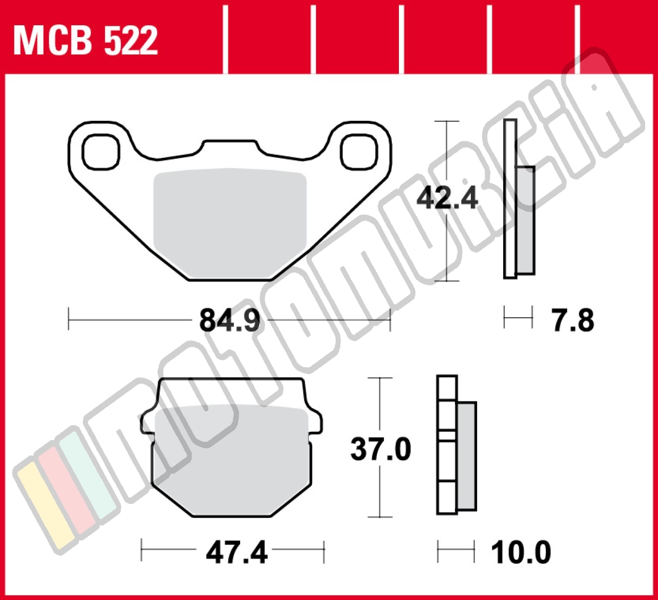 Lucas Brake pad set MCB522, Organic, type approval ECE R90