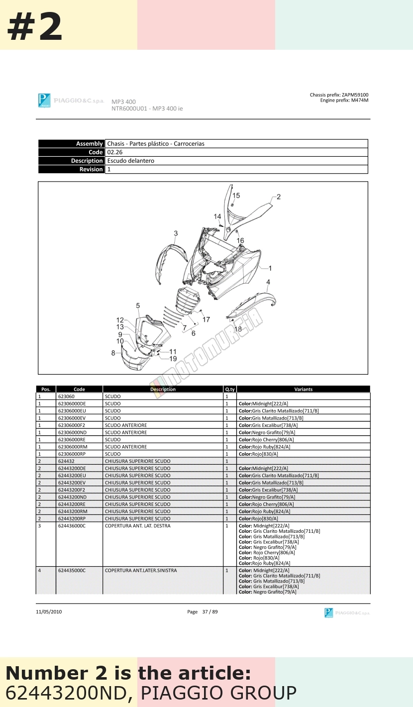 Couvercle, noir, Suffixe et code couleur Piaggio: ND_noir graphite 79/A