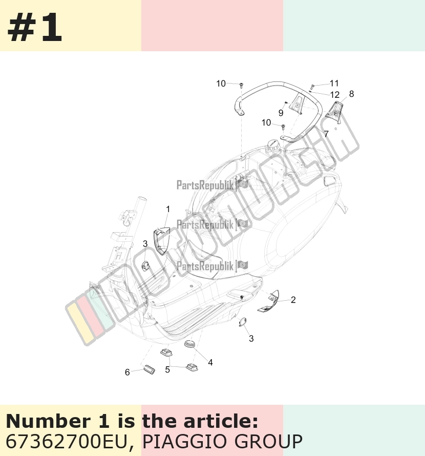 Couvercle, droit, argent, Suffixe et code couleur Piaggio: EU_gris pulsar 711/B