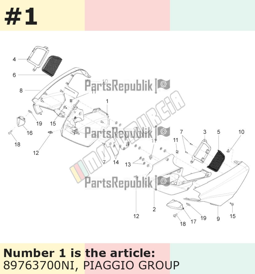 Revêtement, droit, noir, Suffixe et code couleur Piaggio: NI_noir mat meteor 80/B