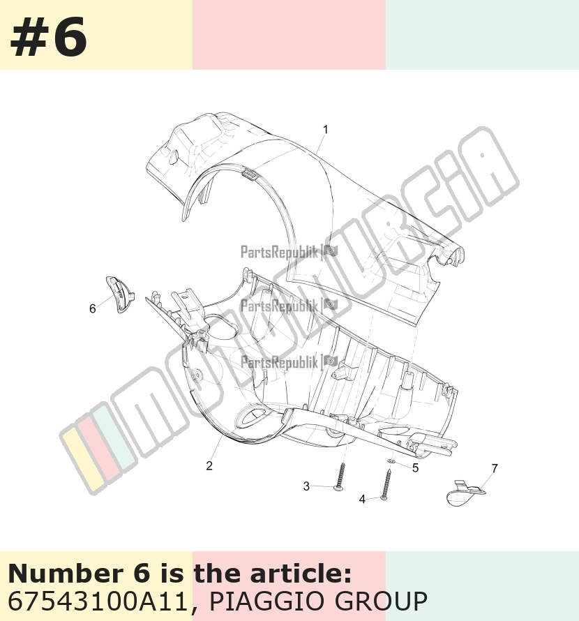 Couvercle, droit, orange, Suffixe et code couleur Piaggio: A11_orange brick/orange impulsivo