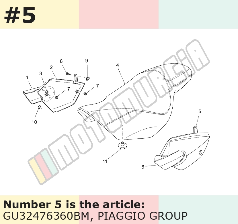 Cache/entourage/habillage, gauche, blanc, Suffixe et code couleur Piaggio: BM_blanc diamanté 525