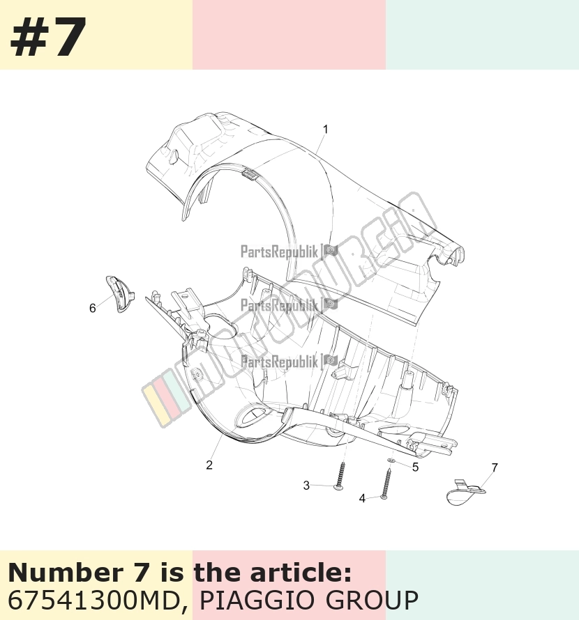 Couvercle, gauche, marron, Suffixe et code couleur Piaggio: MD_marron etna / creta senese /  129/A