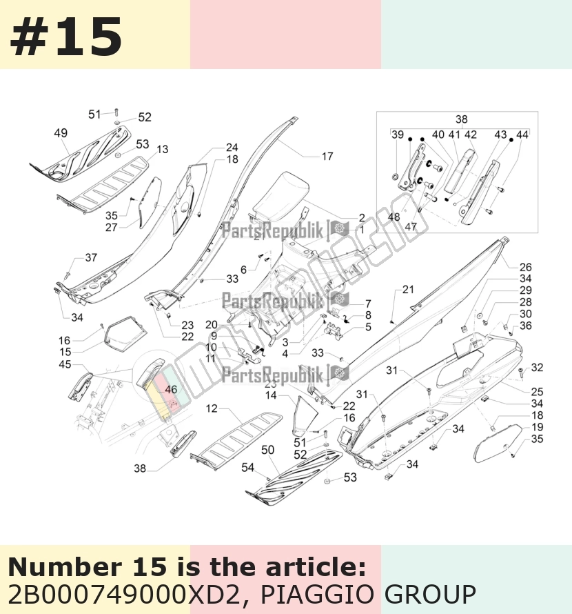 Couvercle, droit, bleu, Suffixe et code couleur Piaggio: XD2_bleu planète 233/A