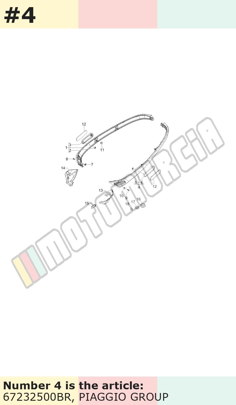 Carénage latéral, gauche, blanc, Suffixe et code couleur Piaggio: BR_blanc montebianco / innocenza / 544