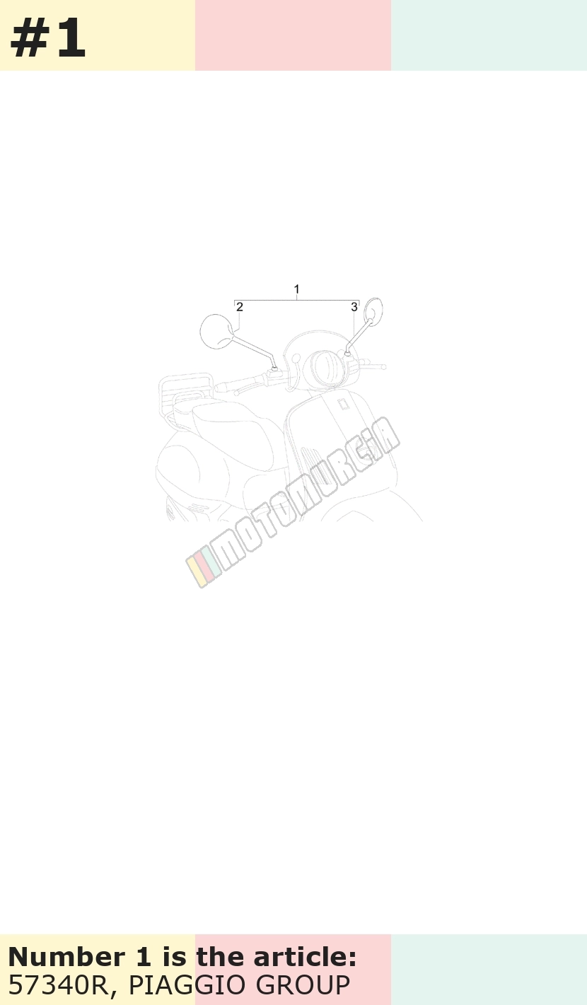 Mirror kit, left and right, M8, right hand thread, chrome, Vespa GTV/LXV