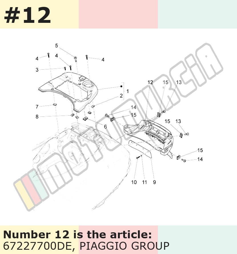 Support plaque d'immatriculation, bleu, Suffixe et code couleur Piaggio: DE_bleu midnight 222/A