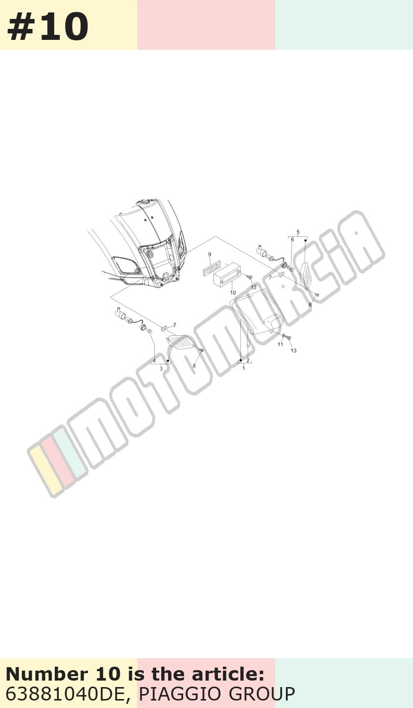 Éclairage de la plaque d'immatriculation bleu, Suffixe et code couleur Piaggio: DE_bleu midnight 222/A
