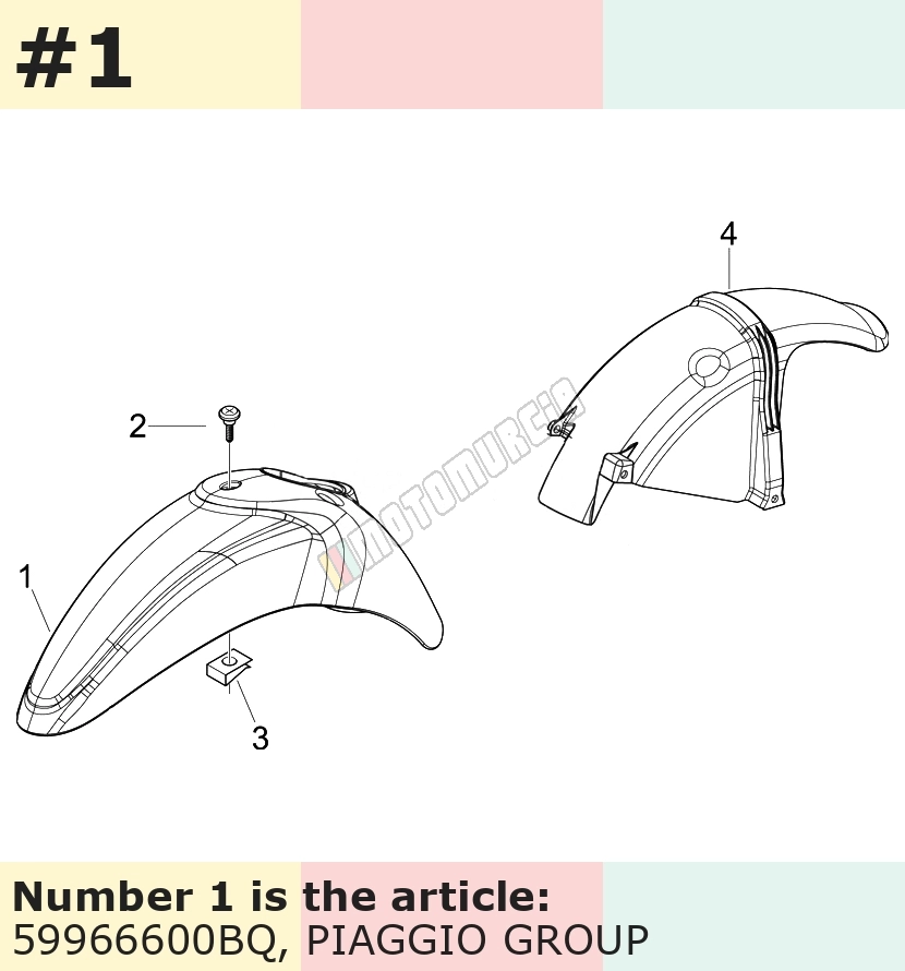 Garde-boue avant, blanc, Suffixe et code couleur Piaggio: BQ_arctique blanc 532