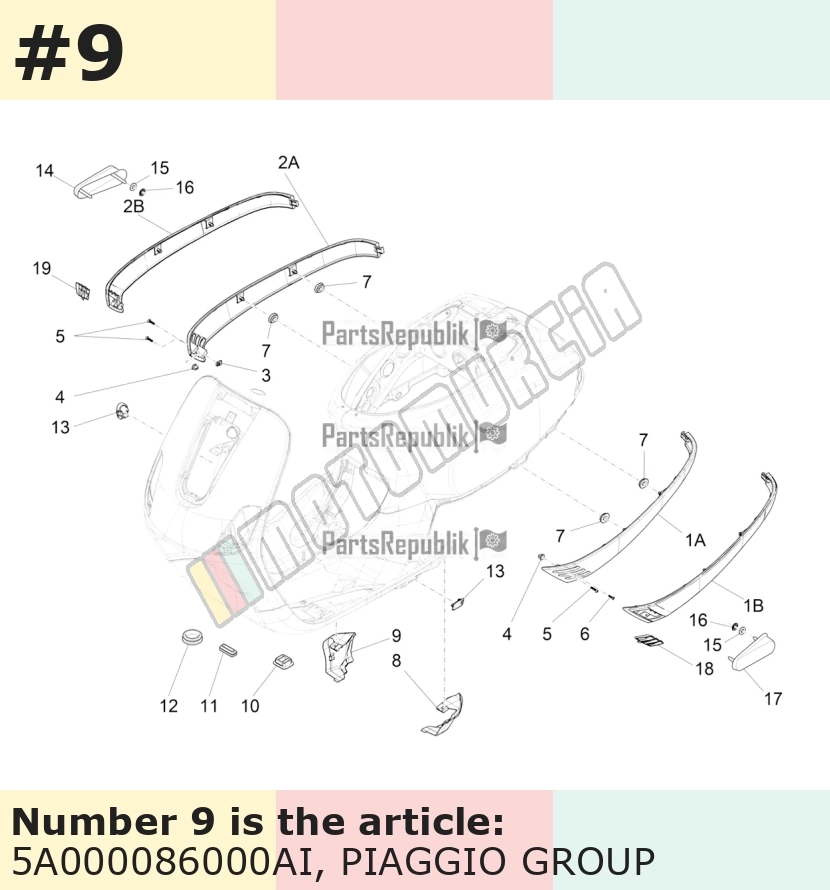Couvercle, droit, orange, Suffixe et code couleur Piaggio: AI_taormina 938/A