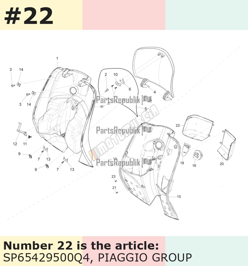 Cache/entourage/habillage, droit, blanc, Suffixe et code couleur Piaggio: Q4_blanc 505/A