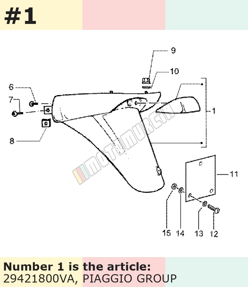 Support plaque d'immatriculation, vert, Suffixe et code couleur Piaggio: VA_vert anglais 374