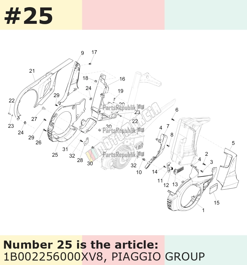 Cache/entourage/habillage, droit, vert, Suffixe et code couleur Piaggio: XV8_vert 335/A