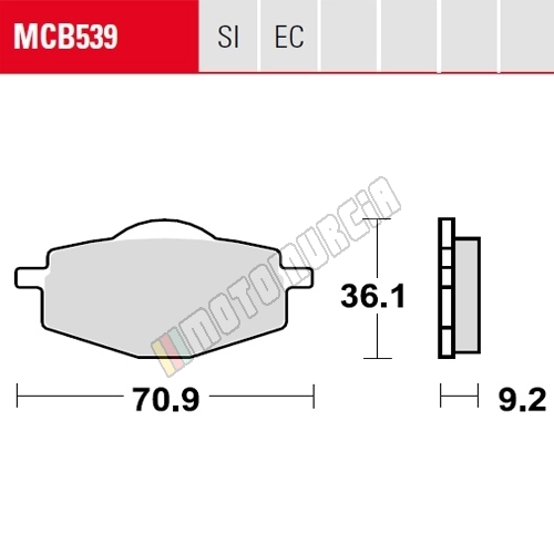 Ensemble de doublures de frein MCB539EC, Organic, homologué ECE R90,