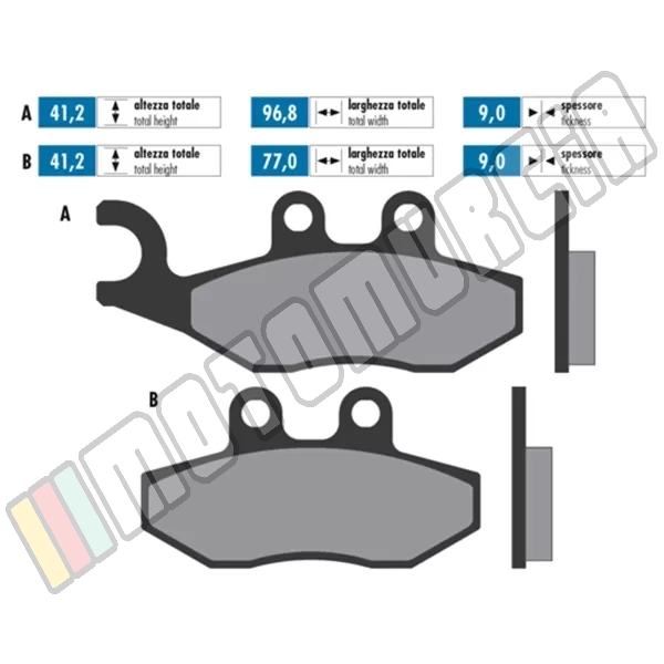 Remvoering set sintermetaal, E -certified,