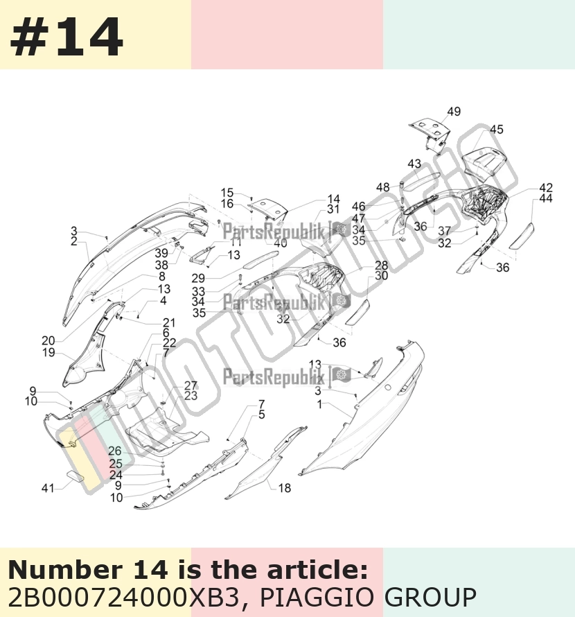 Cache/entourage/habillage, blanc, Suffixe et code couleur Piaggio: XB3_blanc 533