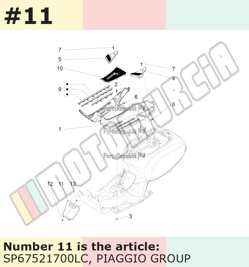 Trappe d'inspection, jaune, Suffixe et code couleur Piaggio: LC_jaune mat 980/A