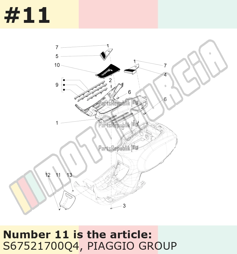 Trappe d'inspection, blanc, Suffixe et code couleur Piaggio: Q4_blanc 505/A