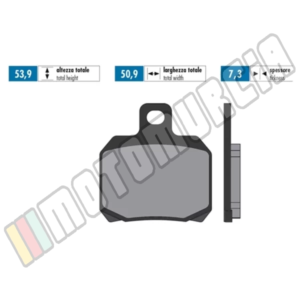 Brake lining set organic, E -certified,