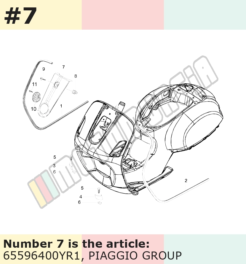 Cascade, sans grille (grille: 655965) rouge, Suffixe et code couleur Piaggio: YR1_rouge chianti 102/A
