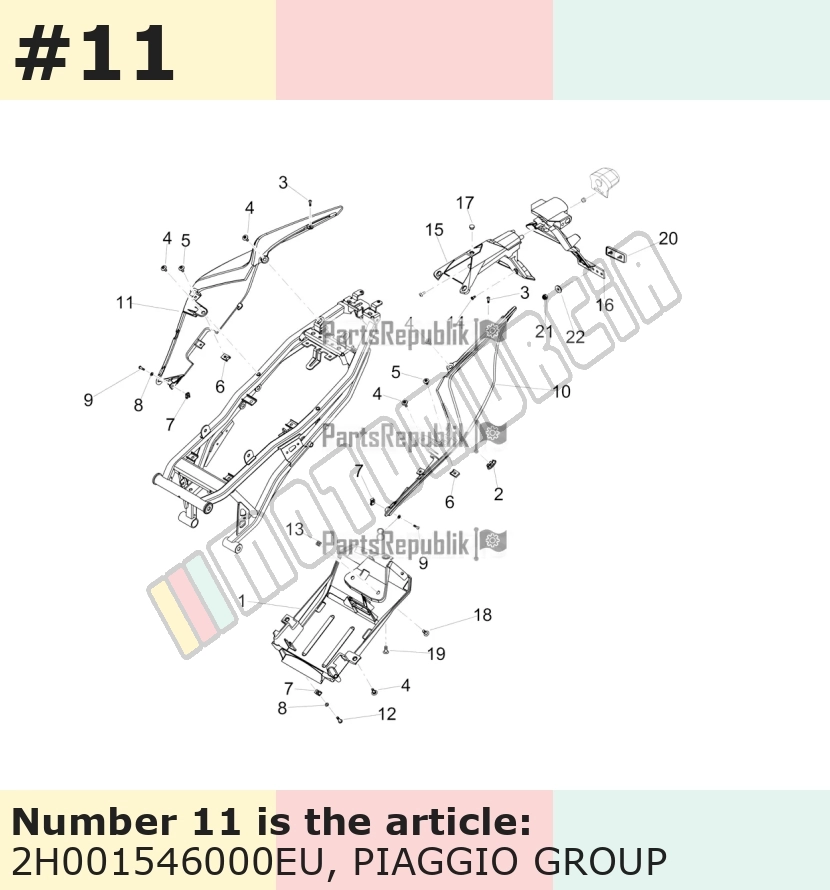 Carénage latéral, avec autocollant droit, argent, Suffixe et code couleur Piaggio: EU_gris pulsar 711/B