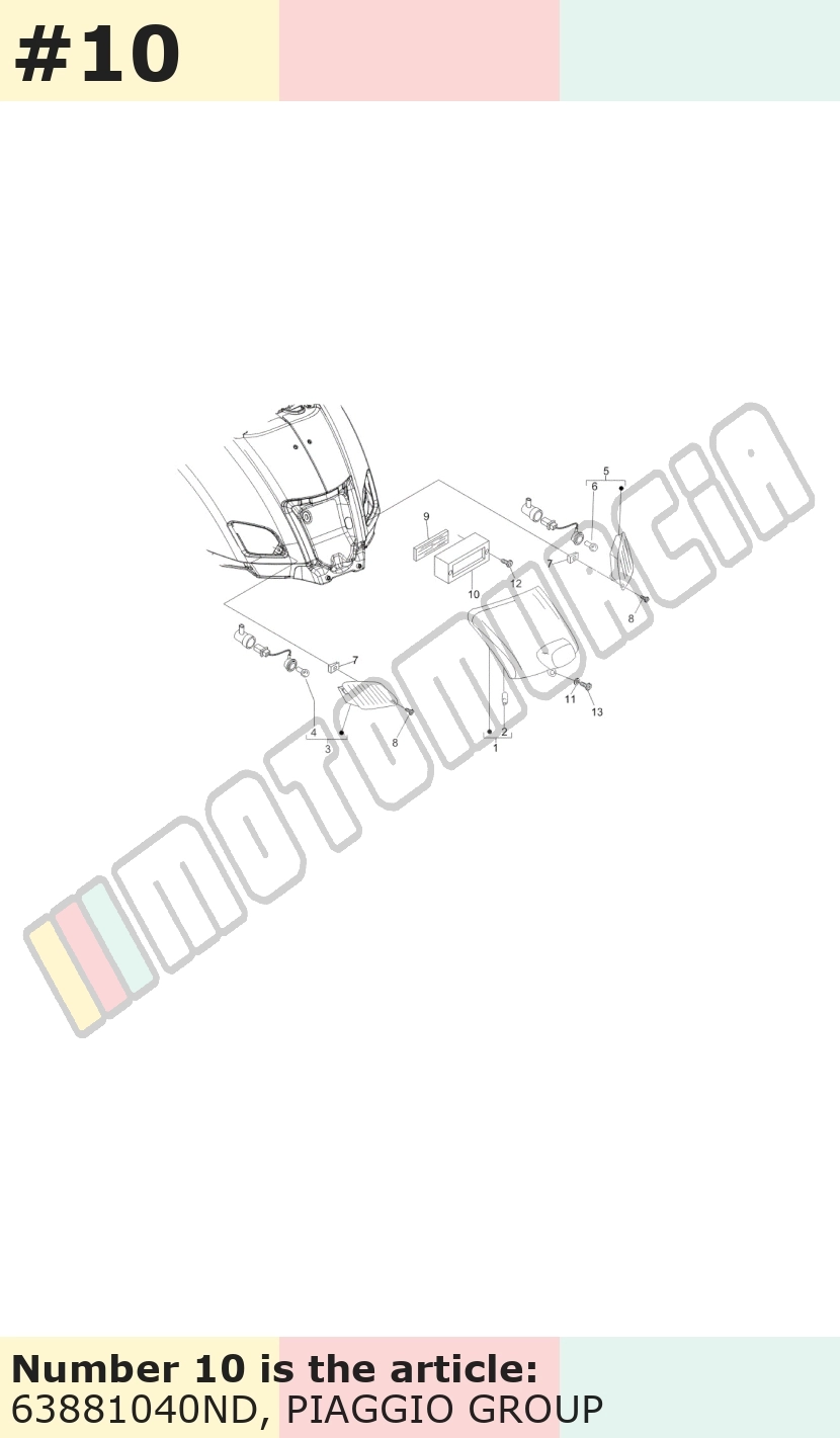Éclairage de la plaque d'immatriculation noir, Suffixe et code couleur Piaggio: ND_noir graphite 79/A