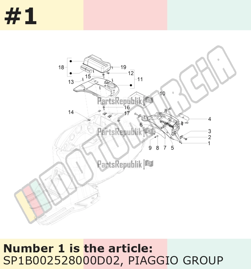 Support plaque d'immatriculation, bleu, Suffixe et code couleur Piaggio: D02_bleu 296/A