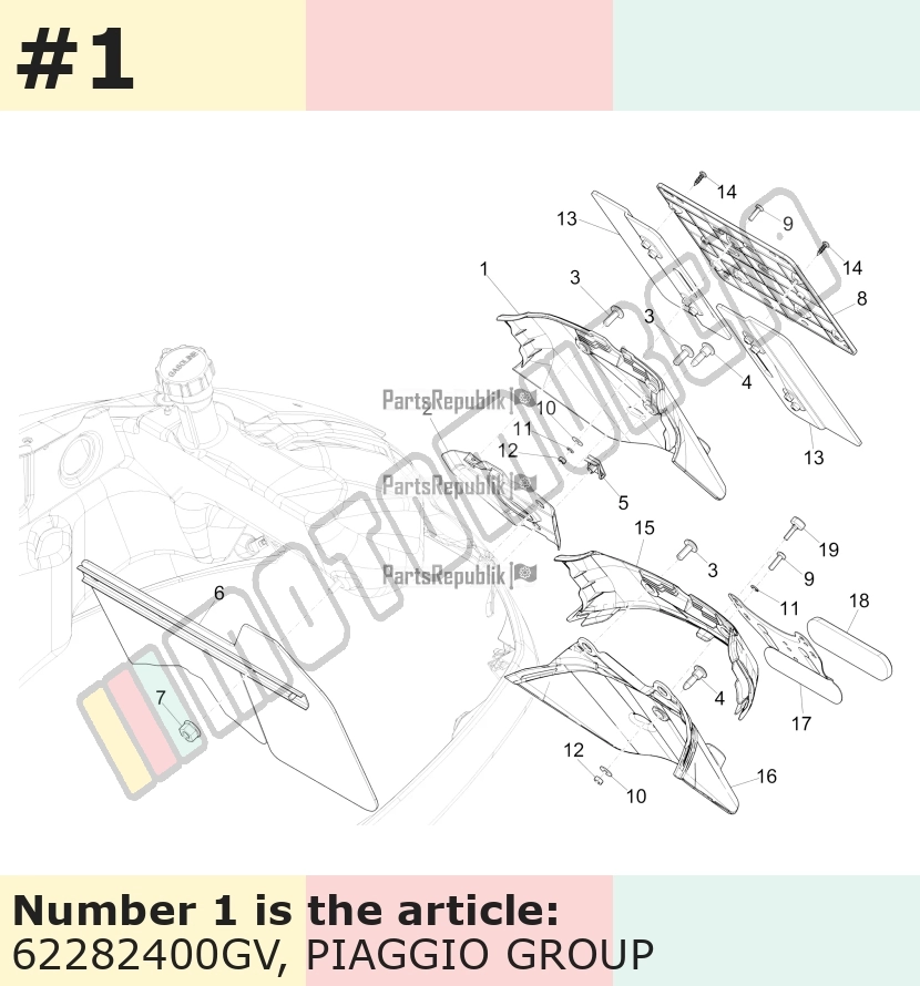 Support plaque d'immatriculation, bronze, Suffixe et code couleur Piaggio: GV_bronze perseo 579