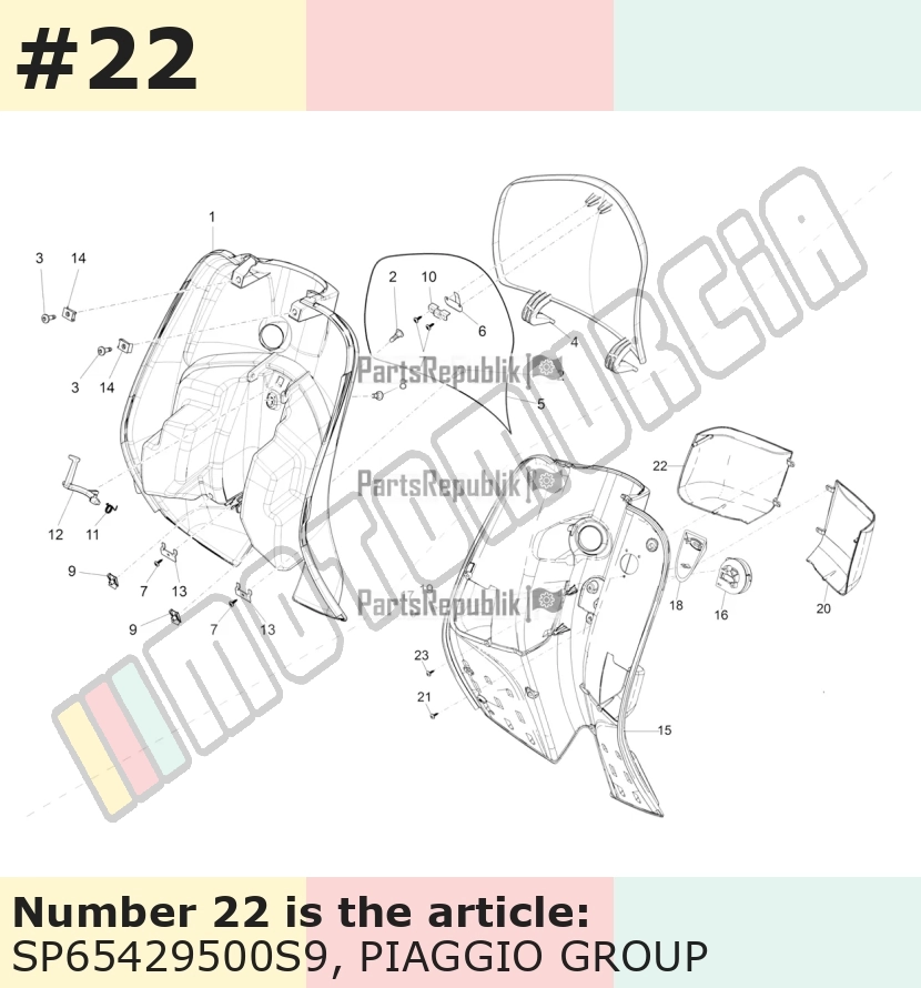 Cache/entourage/habillage, droit, rouge, Suffixe et code couleur Piaggio: S9_rouge 801/B