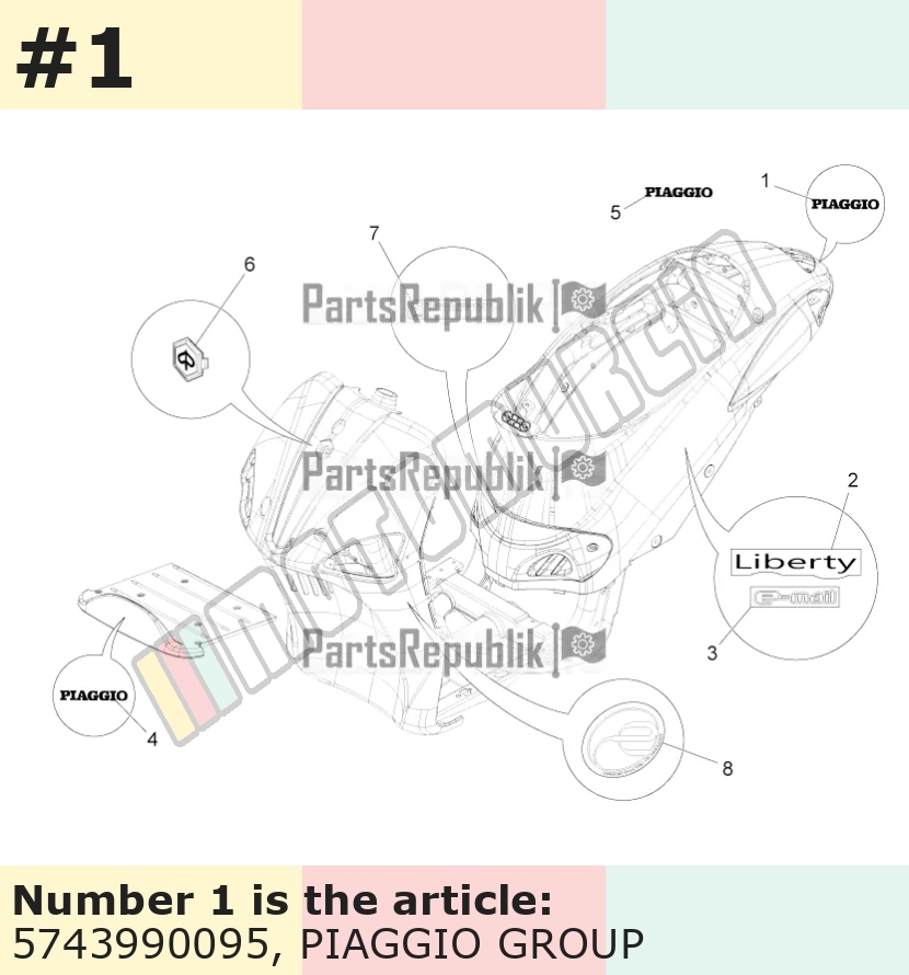 Napis, motyw: Piaggio, czarny