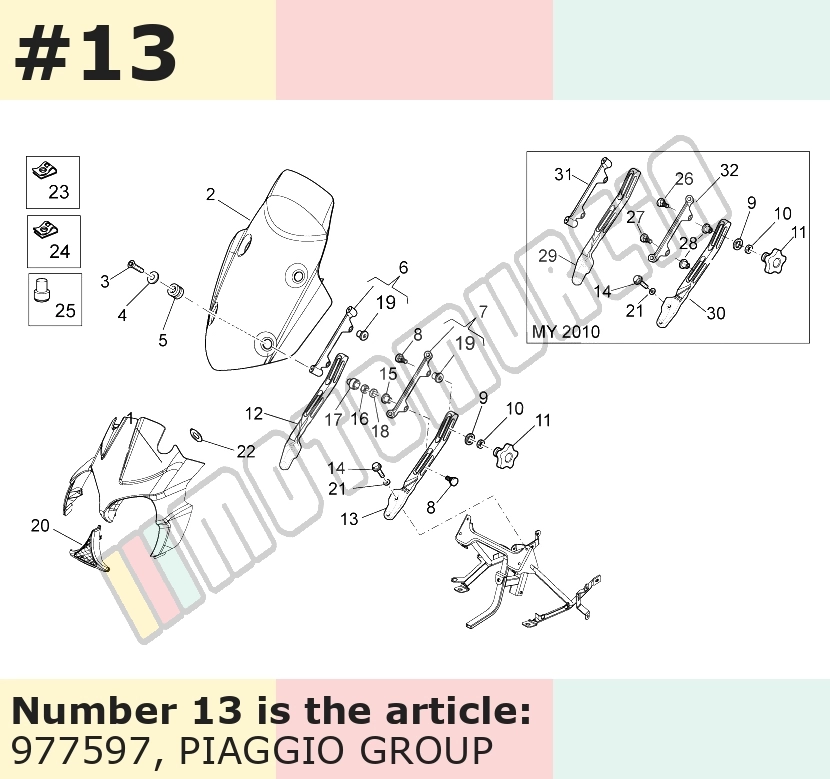 Bracket for windscreen, left