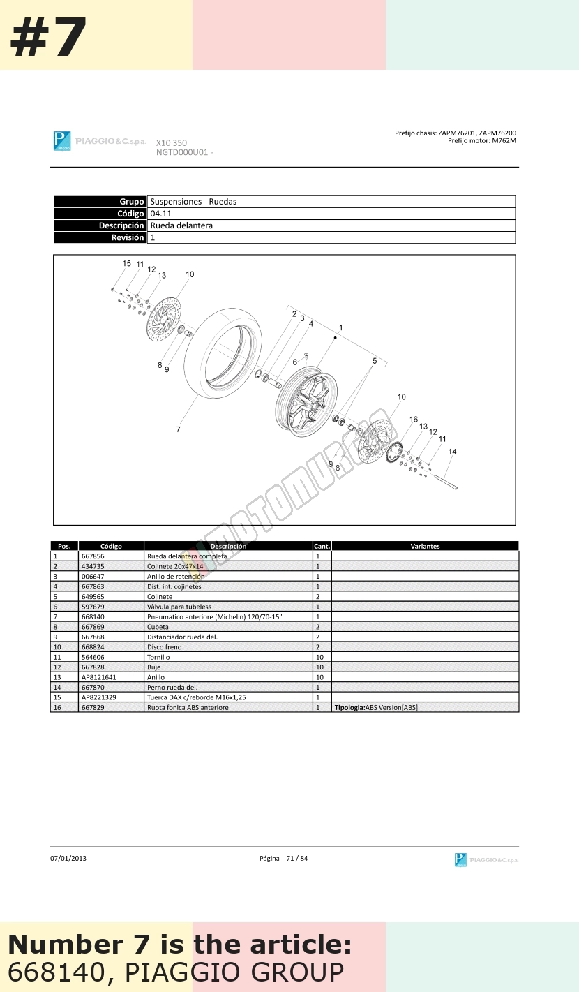 Pneu 120/70-15, TL
