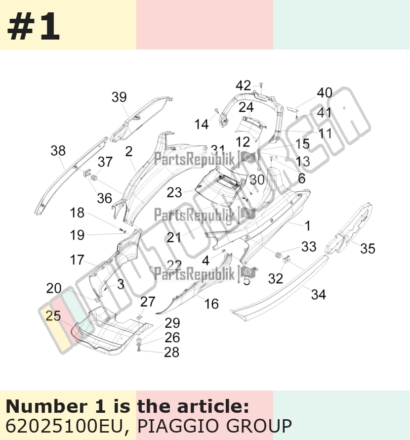 Carénage latéral, gauche, argent, Suffixe et code couleur Piaggio: EU_gris pulsar 711/B