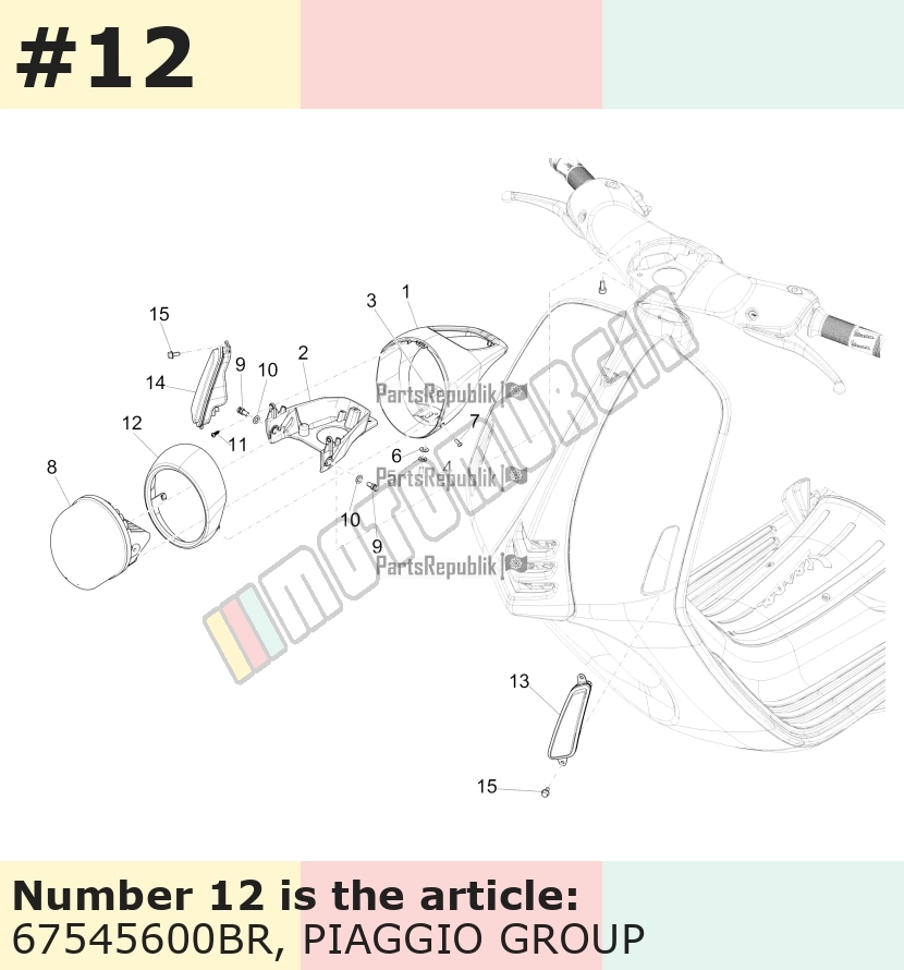 Cadre, blanc, Suffixe et code couleur Piaggio: BR_blanc montebianco / innocenza / 544