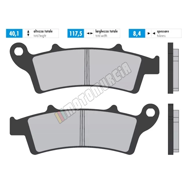 Brake lining set organic, E -certified,