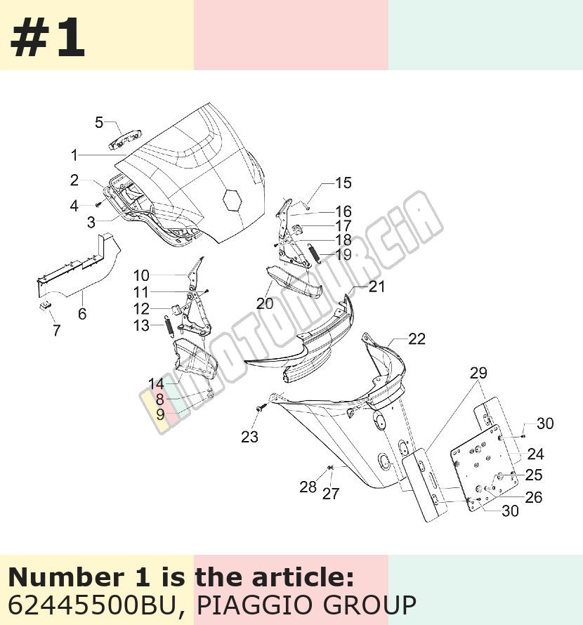Couvercle, blanc, Suffixe et code couleur Piaggio: BU_blanc étoile 595