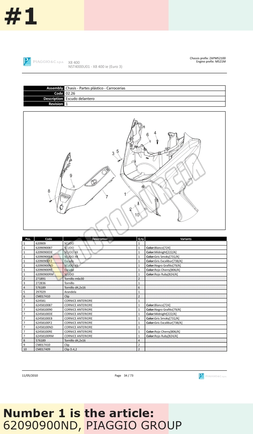Face avant, noir, Suffixe et code couleur Piaggio: ND_noir graphite 79/A