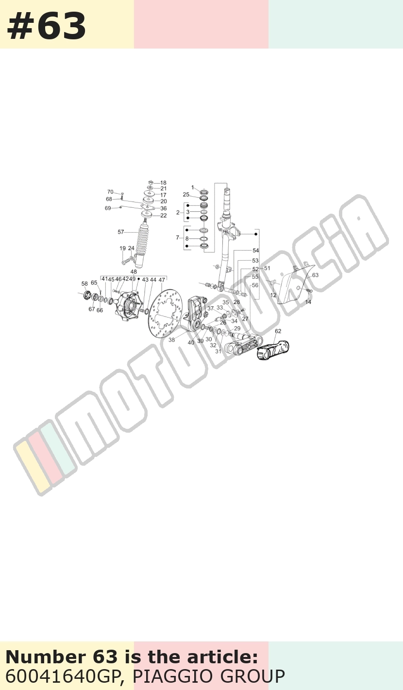 Couvercle bras de suspension, jaune, Suffixe et code couleur Piaggio: GP_jaune 928/A