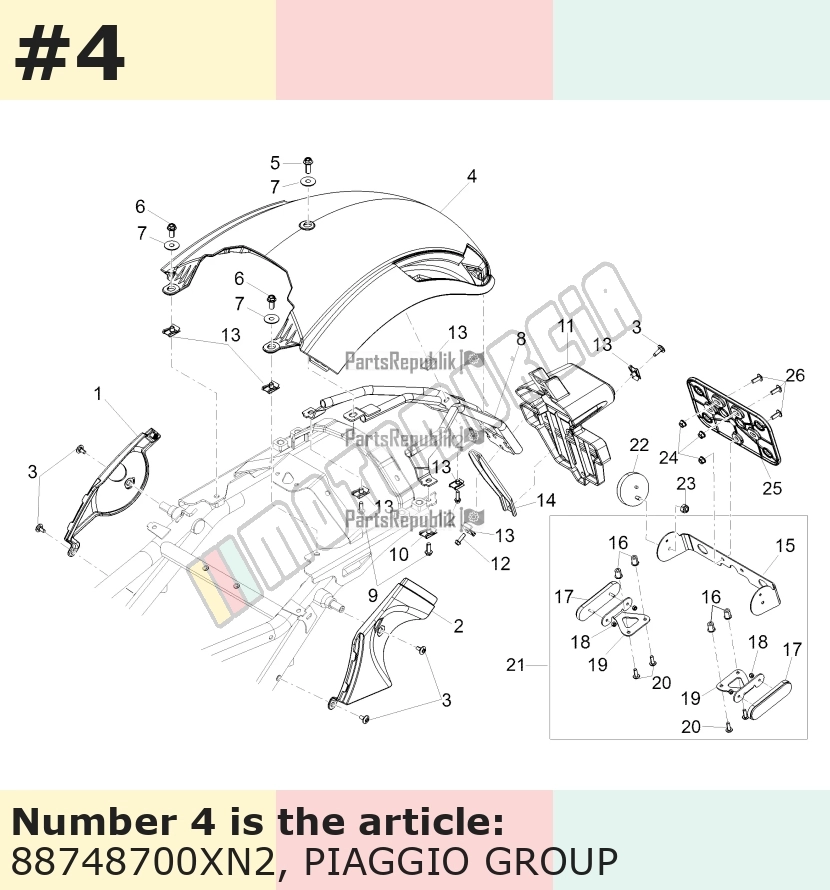 Spatbord achter, zwart, Suffix: XN2_zwart cosmo  / vulcano / 98/A