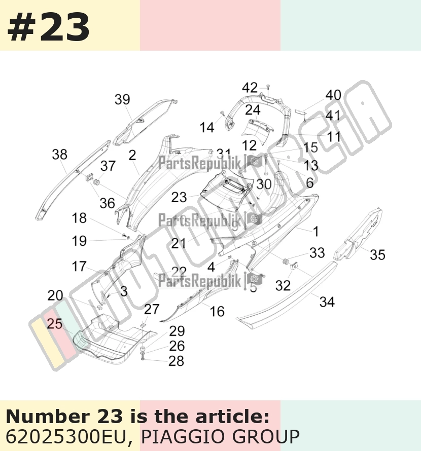 Cache/entourage/habillage, argent, Suffixe et code couleur Piaggio: EU_gris pulsar 711/B