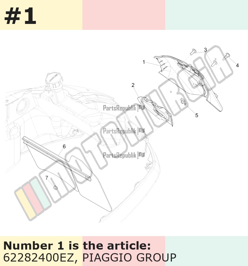 Support plaque d'immatriculation, gris, Suffixe et code couleur Piaggio: EZ_gris titane 742/B