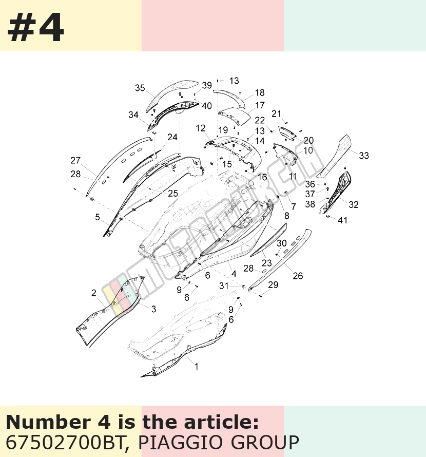 Carénage latéral, gauche, blanc, Suffixe et code couleur Piaggio: BT_blanc perle 566