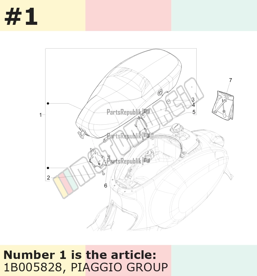 Selle passepoil : blanc Version avec déverrouillage par fermeture, bleu, Vespa Primavera/Sprint