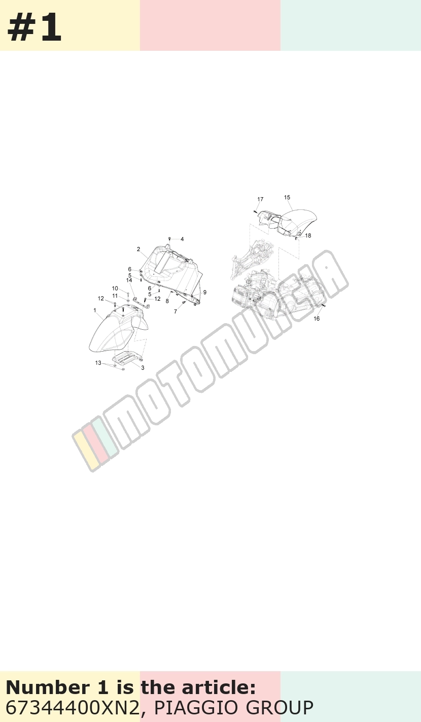 Garde-boue avant, noir, Suffixe et code couleur Piaggio: XN2_noir cosmos / vulcano / 98/A