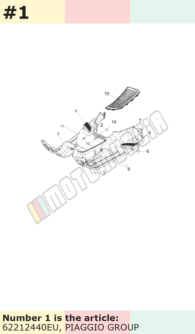 Plancher, argent, Suffixe et code couleur Piaggio: EU_gris pulsar 711/B