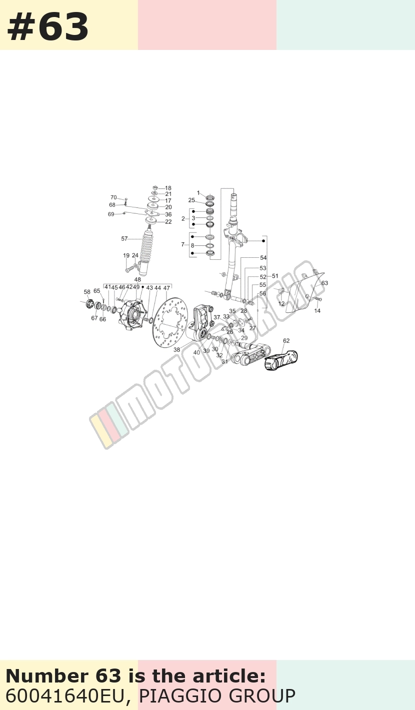 Couvercle bras de suspension, argent, Suffixe et code couleur Piaggio: EU_gris pulsar 711/B
