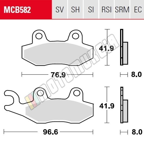 Bremsfutter Set MCB582SRM, Sintermetaal, Homologated ECE R90,