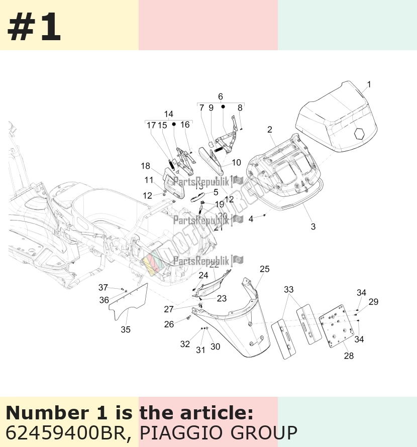 Couvercle, blanc, Suffixe et code couleur Piaggio: BR_blanc montebianco / innocenza / 544